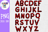 Red Buffalo Plaid Alphabet Set - Sublimation Alphabet